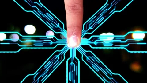 Digitalization concept: Business Man Finger Pushes Touch Screen Button. Bus.. Stock Footage 291945718