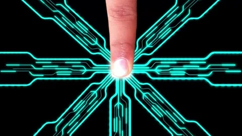 Digitalization concept: Screen Button. Using Technology Activates Futuristi.. Stock Footage 291945720