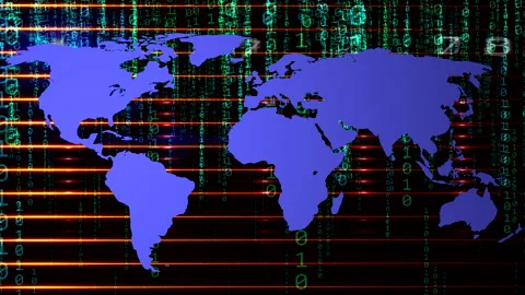 Digitalization. Ecosystem. Digital Earth. Stream of digital data Stock Footage 167074247