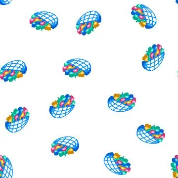 Digitalization global business isometric icon seamless pattern Stock Illustration