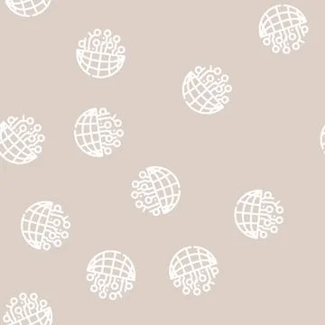 Digitalization global business line vector seamless pattern Illustrazione stock