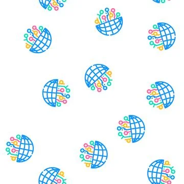 Digitalization global business vector seamless pattern Illustrazione stock