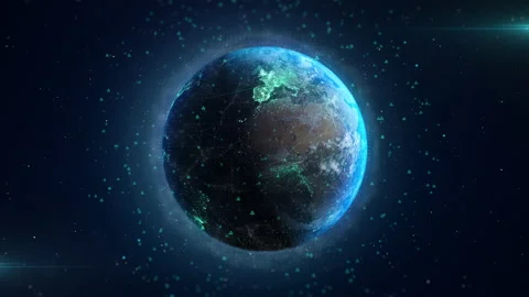 Digitalization Global Technology 3d Earth Digital Connected Network Background 库存影片 146431630