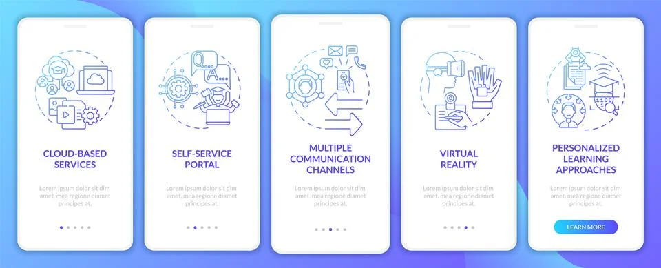 Digitalization of learning onboarding mobile app page screen Illustrazione stock
