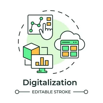 Digitalization multi color concept icon Stock Illustration