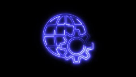 Digitalization Outline Icon in HD Video Neon Animation  Technology and Inno 動画素材 304375029