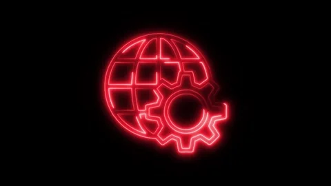 Digitalization Outline Icon in HD Video Neon Animation  Technology and Inno Stock-Footage 304375032