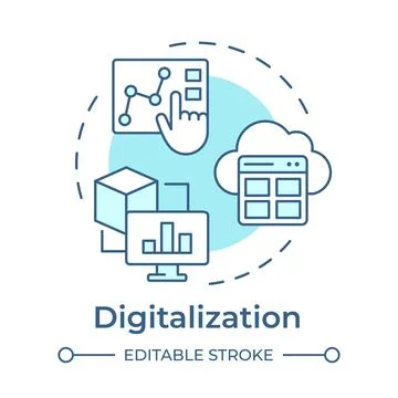 Digitalization soft blue concept icon 库存插图