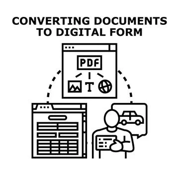 Digitalizing documents and converting files for online services イラスト素材