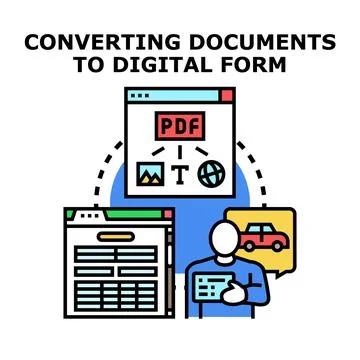 Digitalizing documents and converting files for online services Stock Illustration