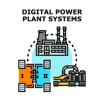 Digitalizing power plant systems for modern energy distribution イラスト素材