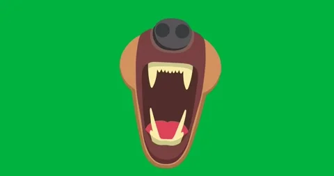 Digitally animation of bear jaw icon against black background Stock Footage 325566125