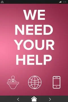 Digitally composite image of We Need your Help text with various icons Stock Illustration