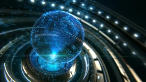 Digitally connected earth concept. 3d illustration Stock Illustration