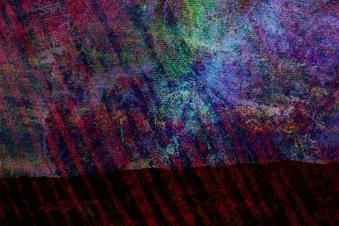 Digitally distorted texture blending red, green, violet, and indigo tones Stock Photos