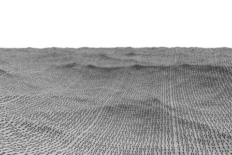 Digitally generated binary code landscape Stockillustratie