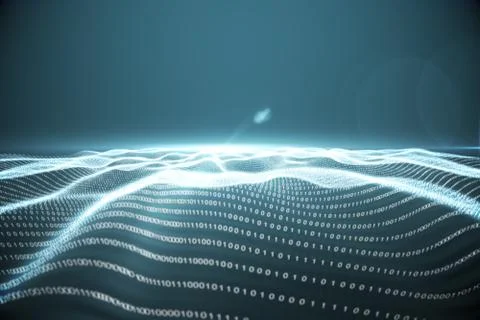 Digitally generated binary code landscape Illustrazione stock