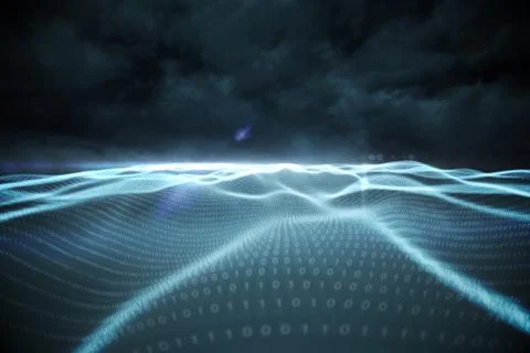 Digitally generated binary code landscape イラスト素材