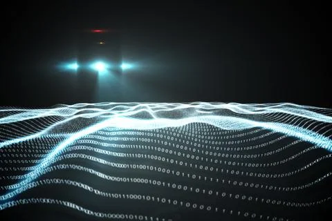 Digitally generated binary code landscape イラスト素材