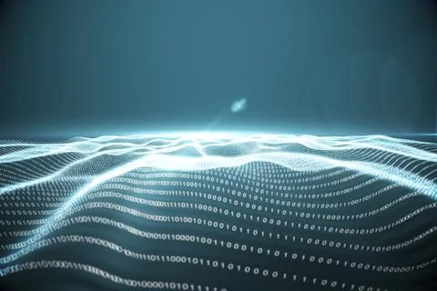 Digitally generated binary code landscape Stock Illustration