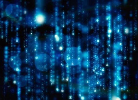 Digitally generated black and blue matrix Stockillustratie