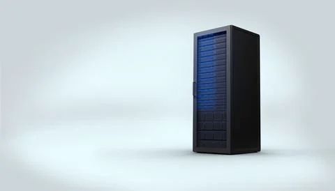 Digitally generated black server tower Stock Illustration