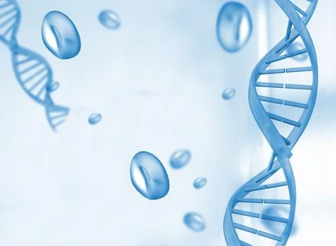 Digitally generated blue chromosomes on blue background Stock Illustration