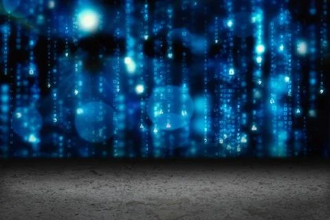 Digitally generated Blue glowing matrix イラスト素材
