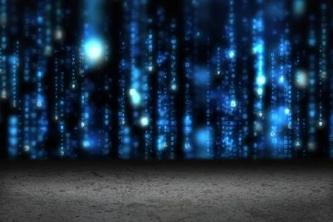 Digitally generated Blue shimmering matrix Foto stock