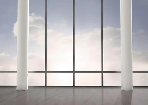Digitally generated bright room with columns Ilustración de archivo