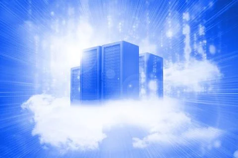 Digitally generated cityscape on cloud Illustrazione stock