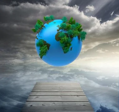Digitally generated earth floating in air Stock Illustration