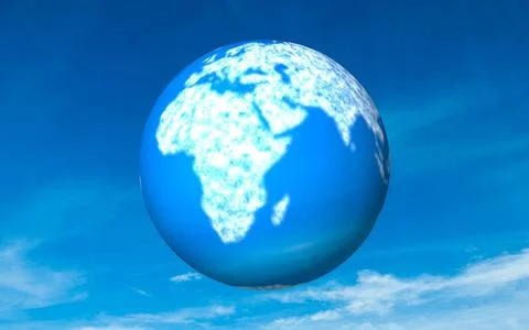 Digitally generated earth in sky 写真素材