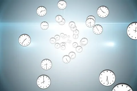 Digitally generated floating clock pattern 스톡 일러스트