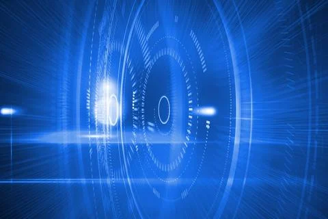 Digitally generated futuristic blue circles Stock Illustration