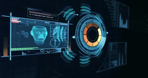 Digitally generated genetic engineering data screen Foto stock