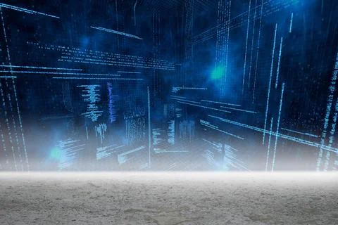 Digitally generated Glowing blue data matrix Stock Photos