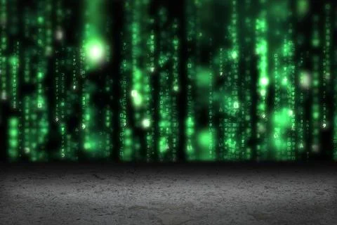 Digitally generated Green glowing matrix 写真素材