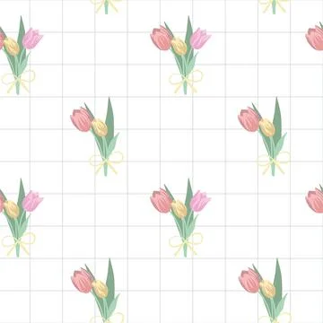 Digitally generated illustration of multiple flower bouquet over grid lines on 스톡 일러스트