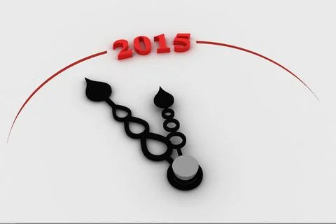Digitally generated image of 2015 on clock Illustrazione stock