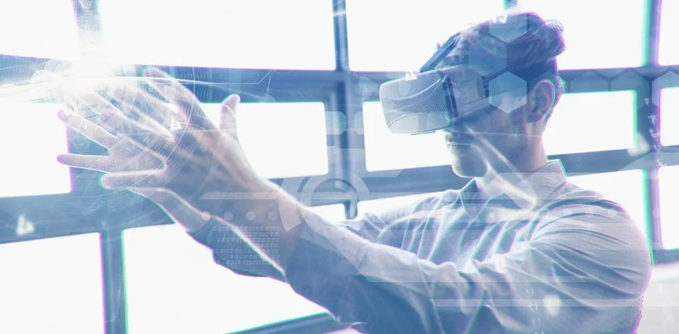 Digitally generated image of abstract pattern against technology interface Stock Photos