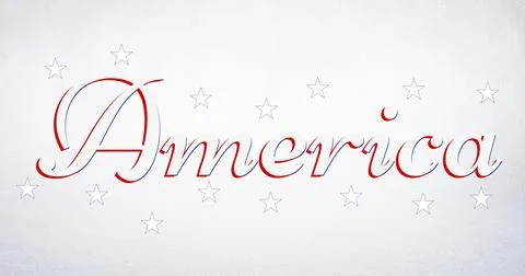 Digitally generated image of america text against multiple stars on white Stock Illustration