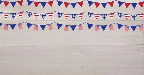 Digitally generated image of american flag design bunting flag decorations Stock Illustration