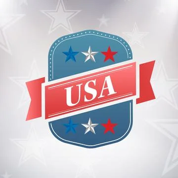 Digitally generated image of badge against American flag Stock Illustration
