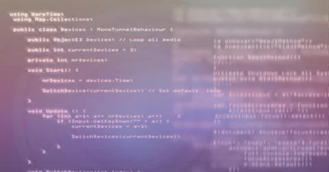 Digitally generated image of binary coding data processing against gradient Stock Illustration