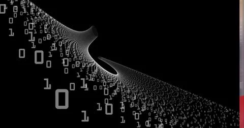 Digitally generated image of binary coding data processing over digital tunnel Illustrazione stock