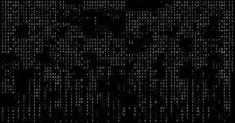 Digitally generated image of binary coding data processing against black Illustrazione stock