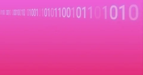 Digitally generated image of binary coding data processing against pink gradient 库存插图