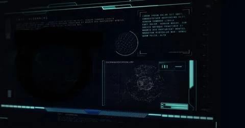 Digitally generated image of black mathematical symbol on hud interface screen, Stock Illustration