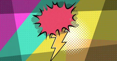 Digitally generated image of blank pink speech bubble with lightning bolt Stock Illustration